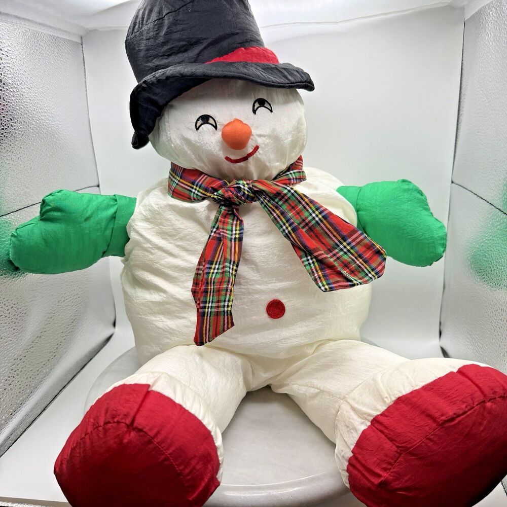 International Silver Co Vintage Snowman Plush 21" Nylon Christmas Decor